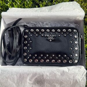 Prada Black Studded Crossbody Bag